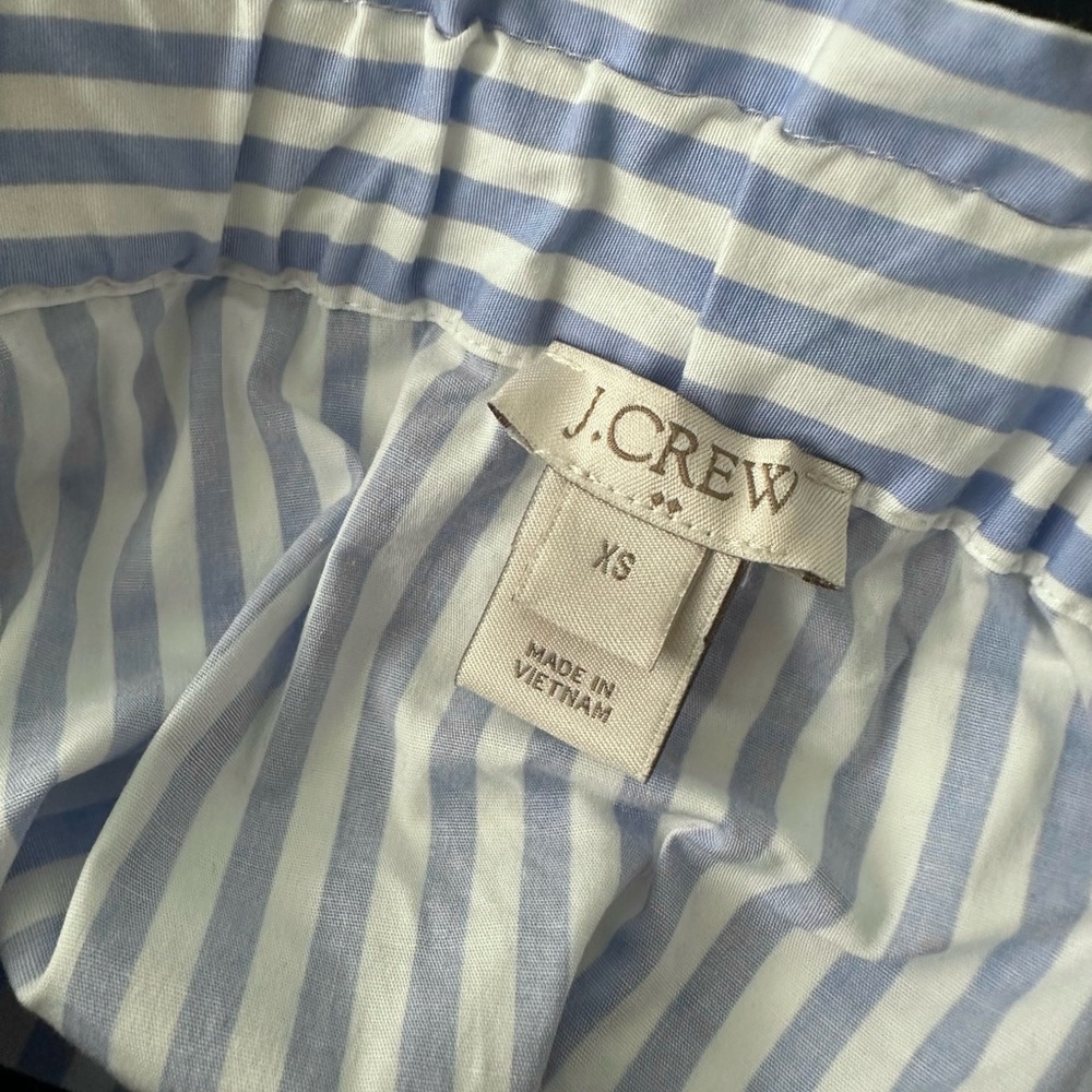 J Crew Blue and White Striped Off-Shoulder Blouse - Picture 2 of 4